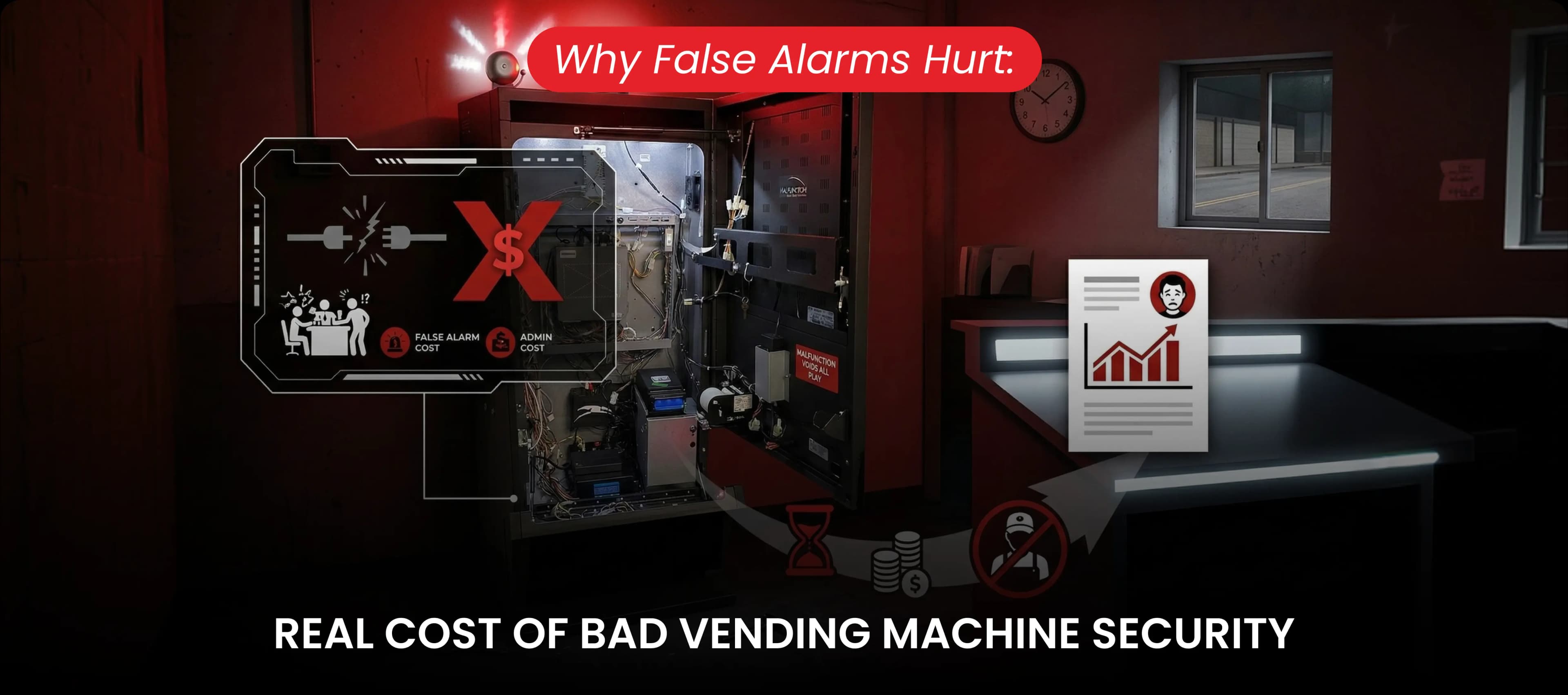 Impact of false alarms on route efficiency and vending machine maintenance costs.