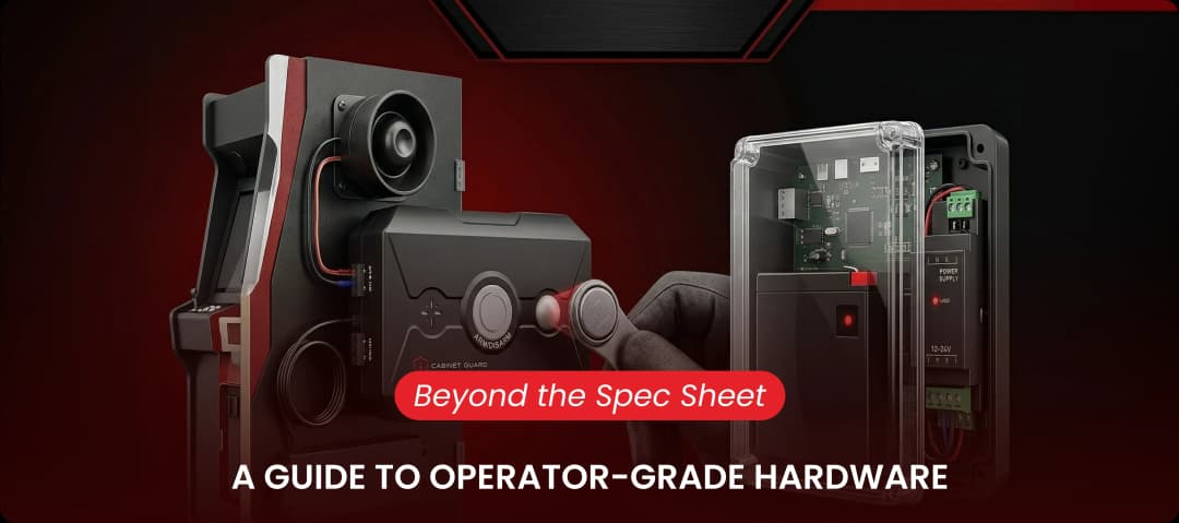 Cabinet Guard CG-1000 alarm with iButton keys and spring-cage terminals for route machine security, showcasing operator-grade hardware