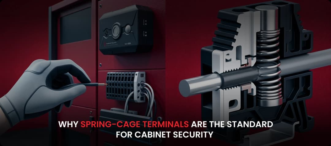CG-1000 alarm board with spring-cage terminal wiring