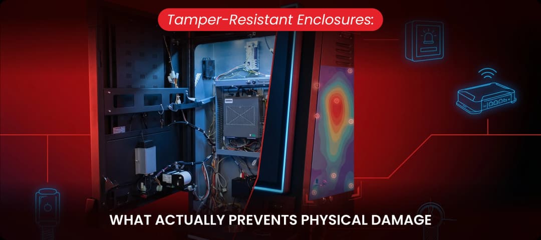 Tamper-resistant enclosure on a cabinet prevents physical damage and theft.