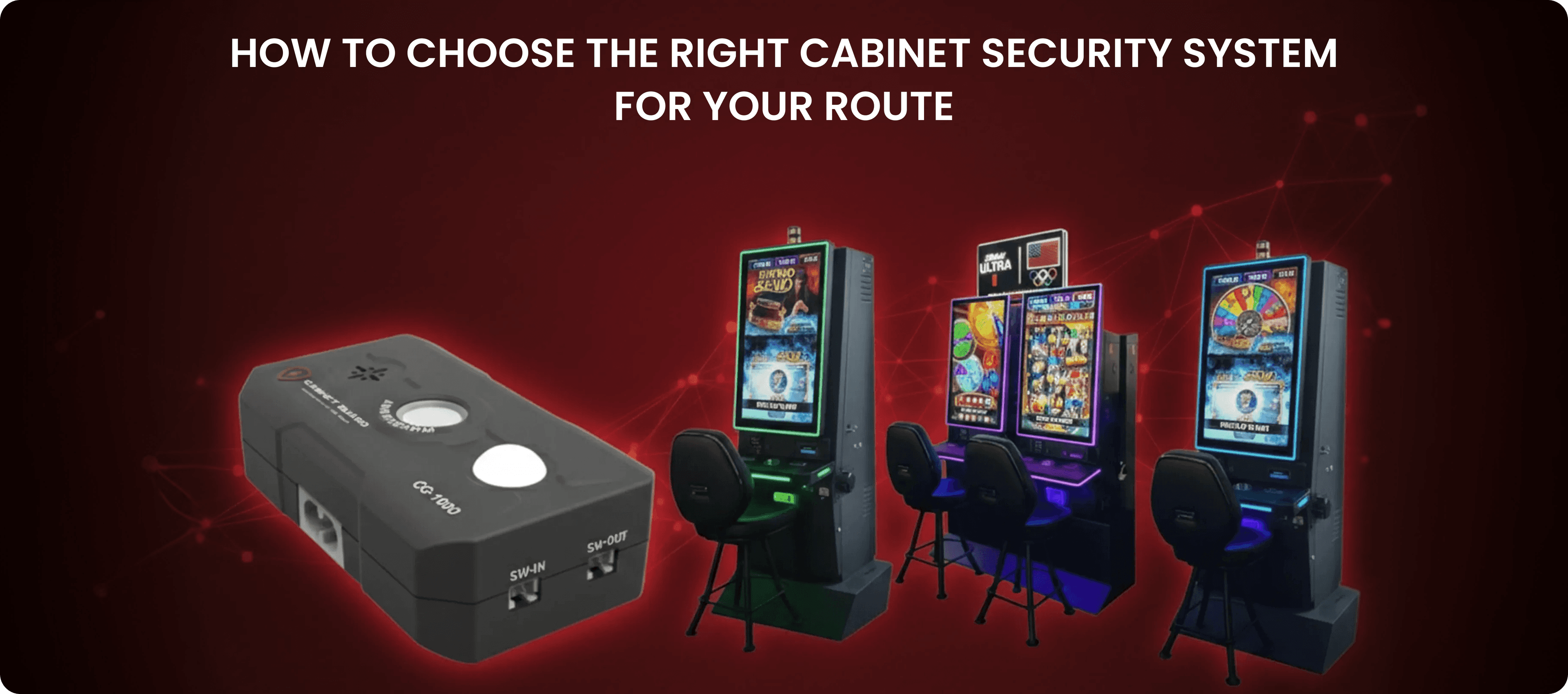 CG-1000 alarm device with route machines highlighting loss prevention security.